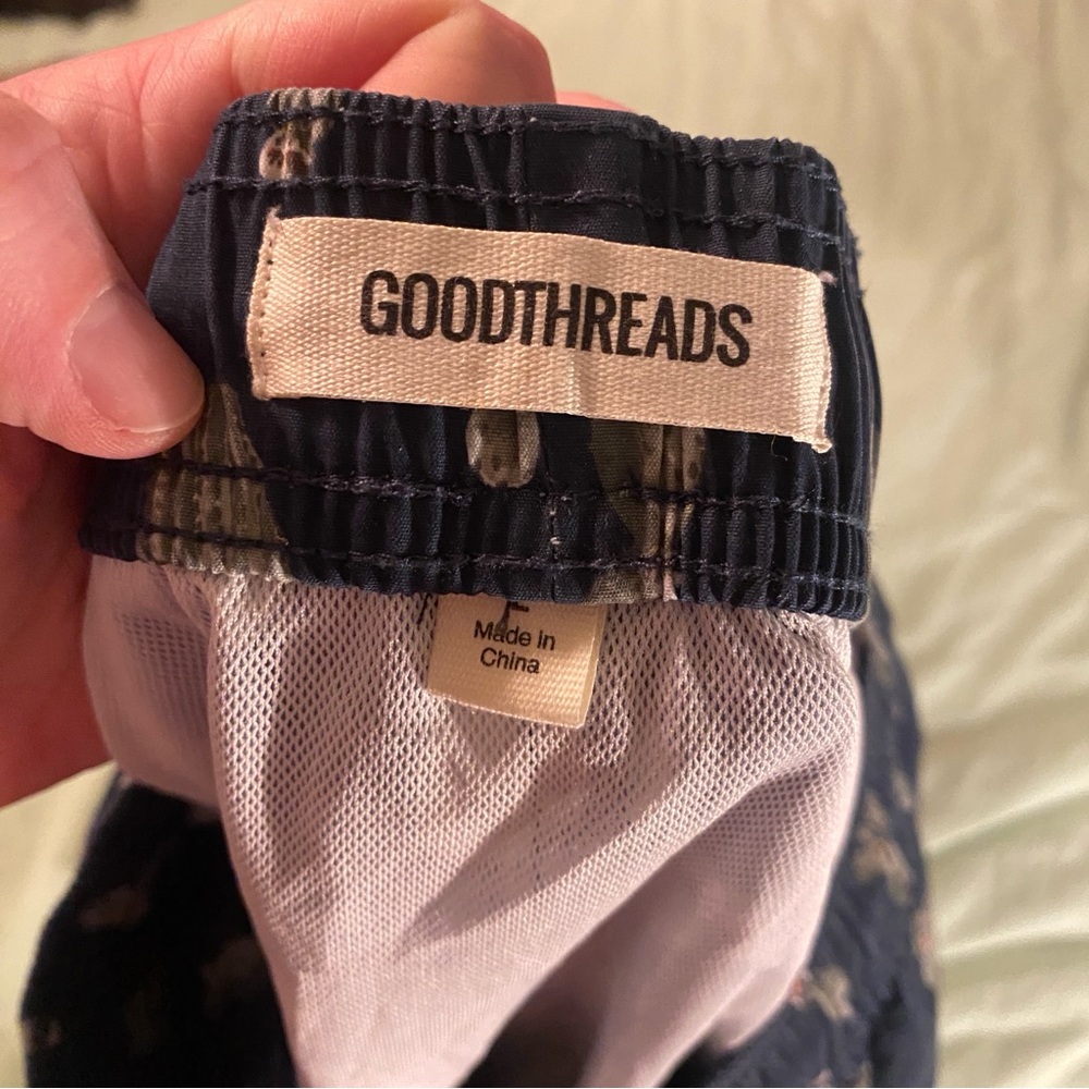 Goodthreads Navy Cactus Pattern Swim Trunks - Picture 2 of 5